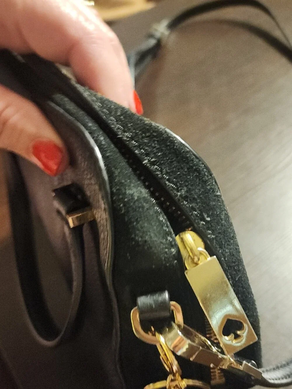 kate spade Black Pebble Leather Crossbody Satchel with Gold Accents